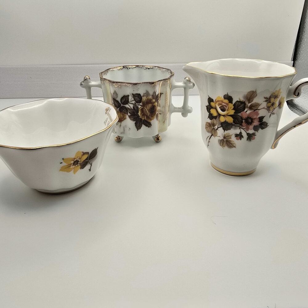 Vintage Royal Grafton Bone China Set of 3 creamer sugar dish Made in England